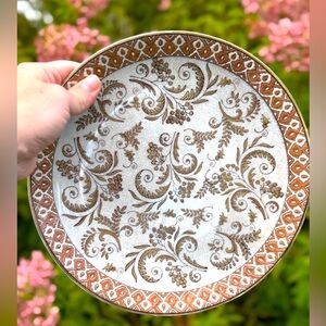 Elegant Brown and White Decorative Plate